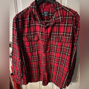 Faded glory mens long sleeve flannel 3XL red black white and yellow